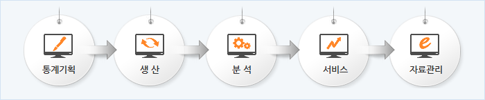 통계기획,생산,분석, 서비스,자료관리를 한번에 처리합니다.